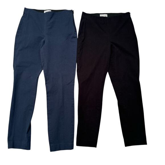 Two Pairs of Everlane The Side-Zip Stretch Cotton Pant in Black & Navy Size 8 - Picture 1 of 5